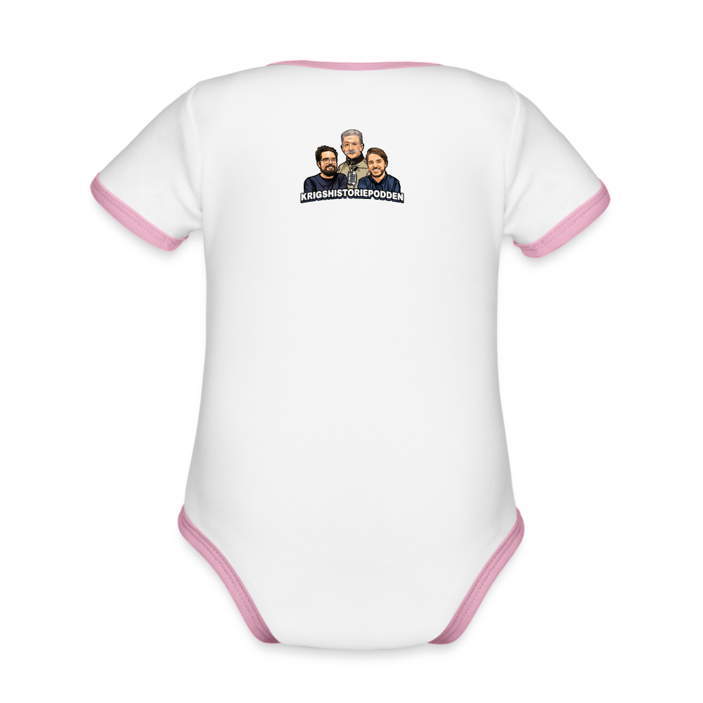 Framåtlutat Julmandat (Ekologisk kontrastfärgad kortärmad babybody-edition) - vit/rosa