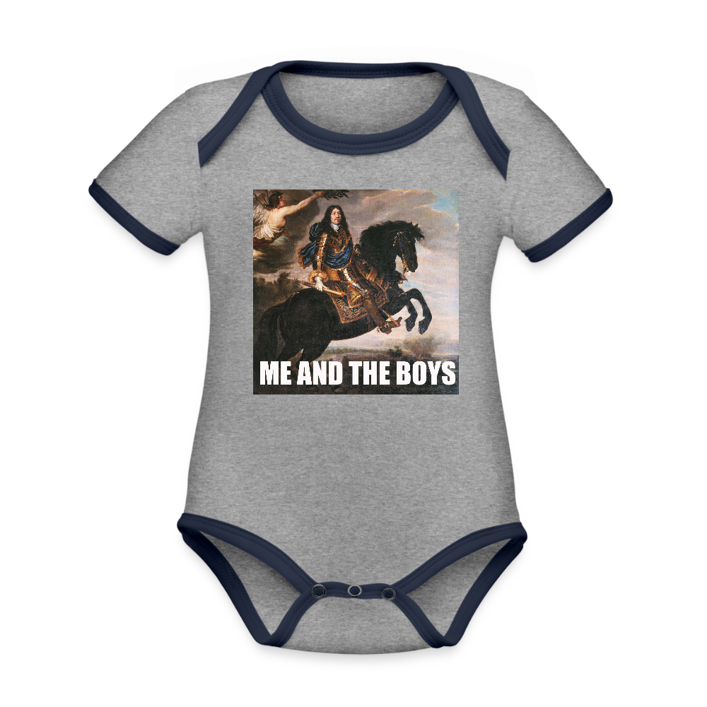 Karl X & boysen (Ekologisk kortärmad babybody-edition) - gråmelerad/marinblå