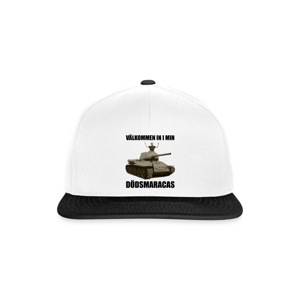 Välkommen in i min dödsmaracas! (Snapbackkeps-edition) - vit/svart
