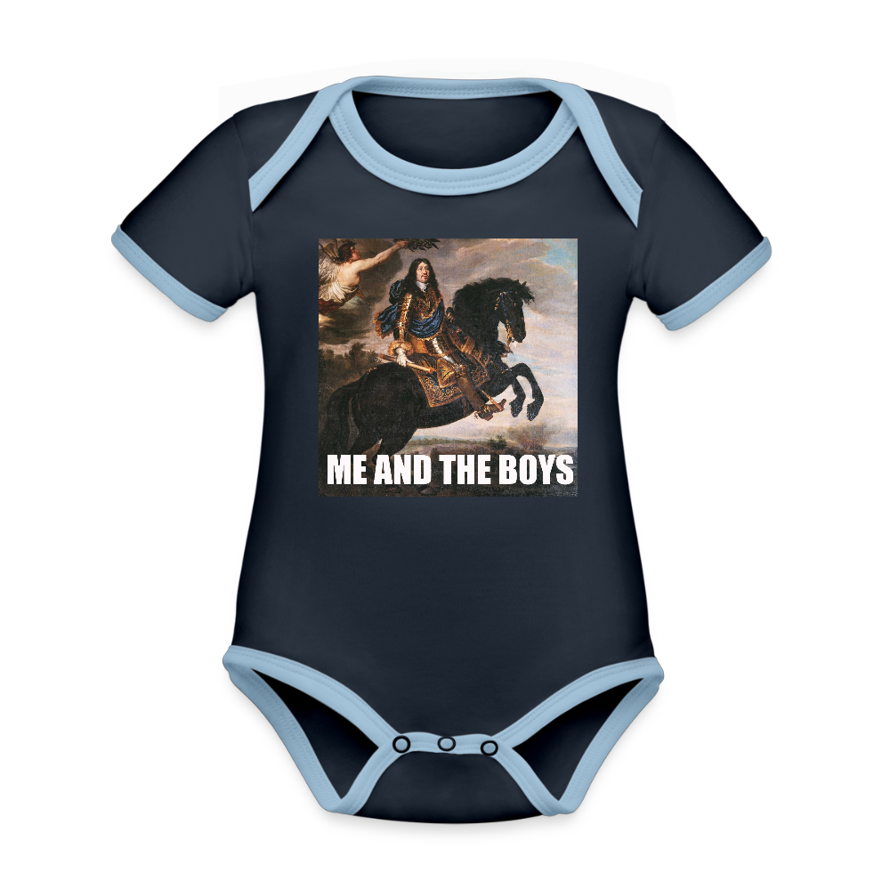 Karl X & boysen (Ekologisk kortärmad babybody-edition) - marinblå/himmelsblå