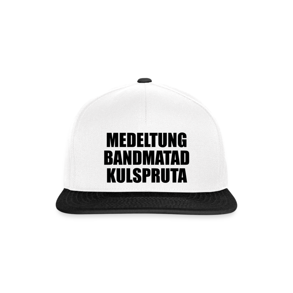 Medeltung Bandmatad Kulspruta (Snapbackkeps-edition - vit/svart