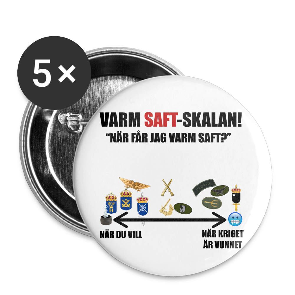 Varm saft-skalan (knappnålsedition, 32 mm, 5-pack) - vit