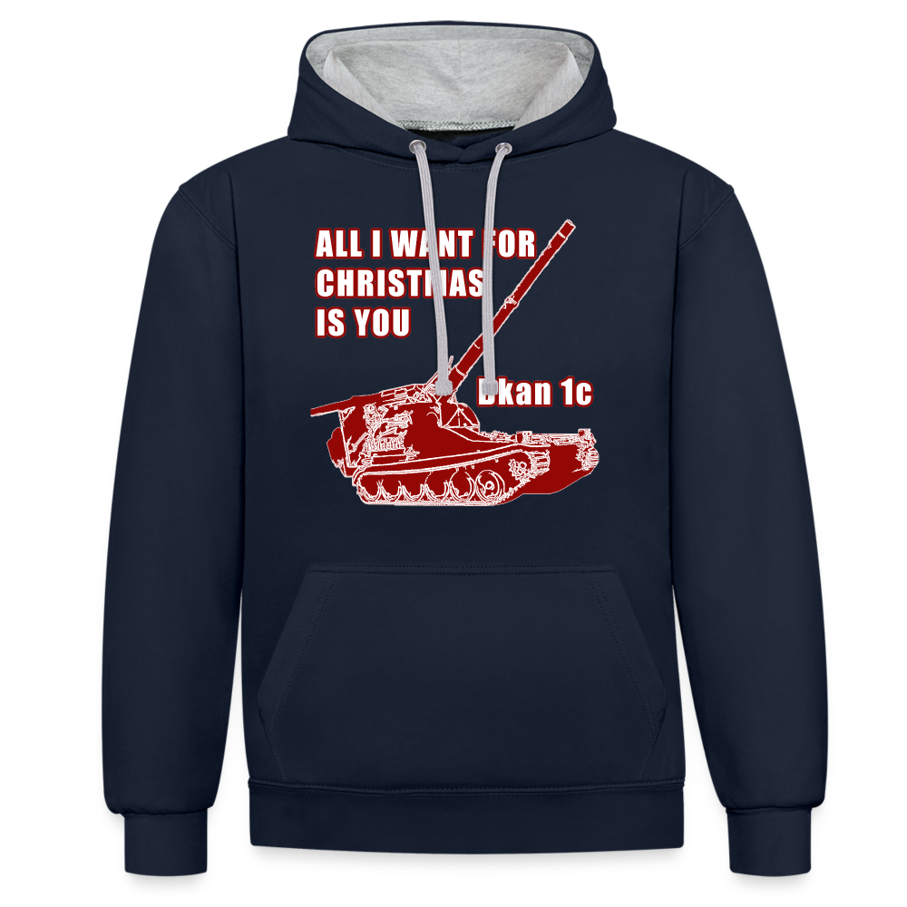 All I want for Christmas is you! (Kontrastluvtröja herr-edition) - marinblå/gråmelerad