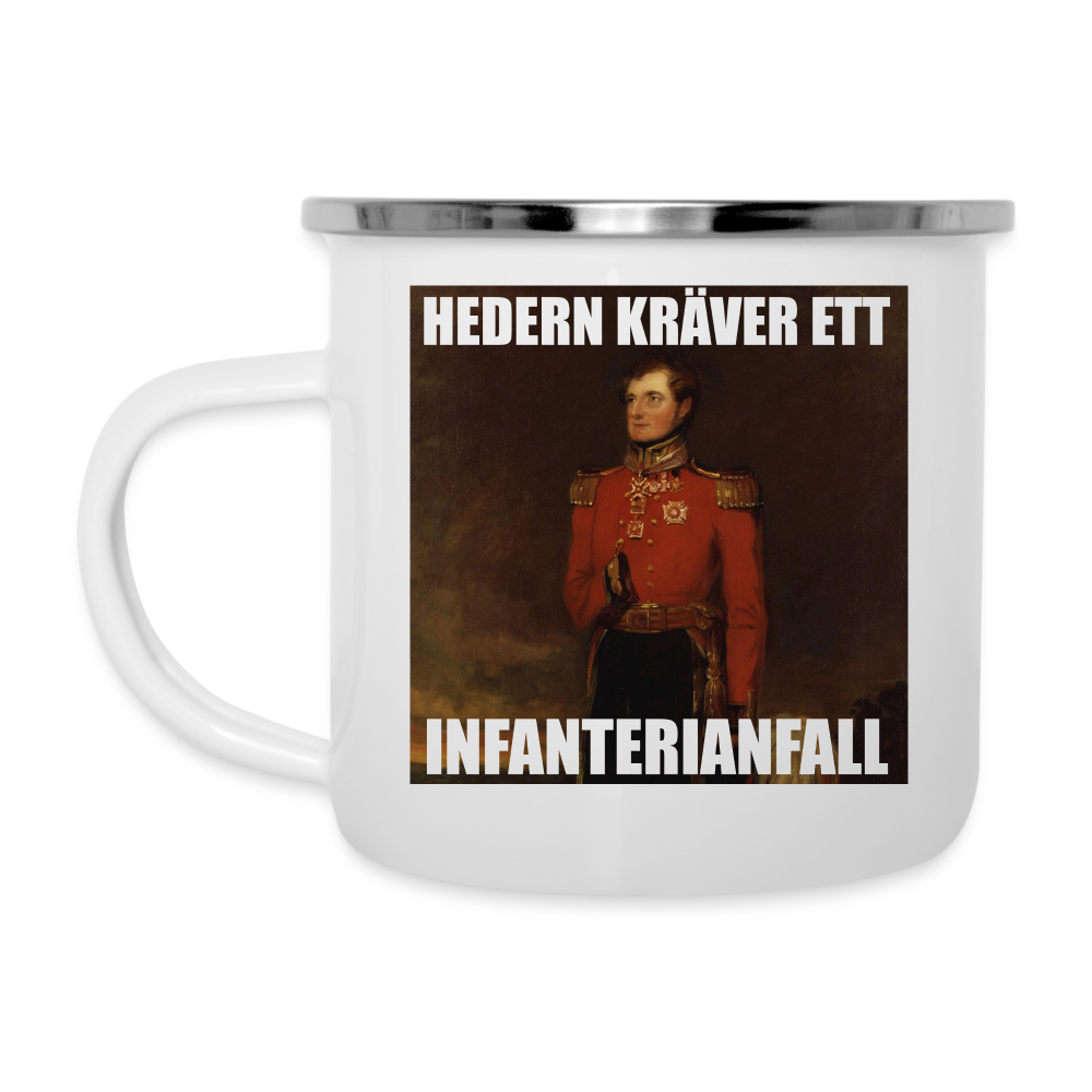 Hedern kräver ett infanterianfall (emaljmugg-edition) - vit