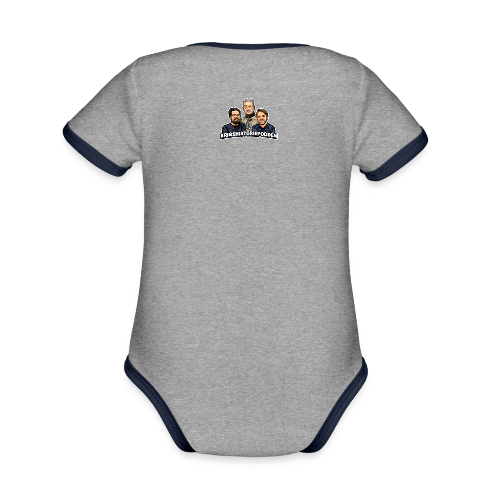 Fucka aldrig med Vietnam (ekologisk kortärmad babybody-edition) - gråmelerad/marinblå
