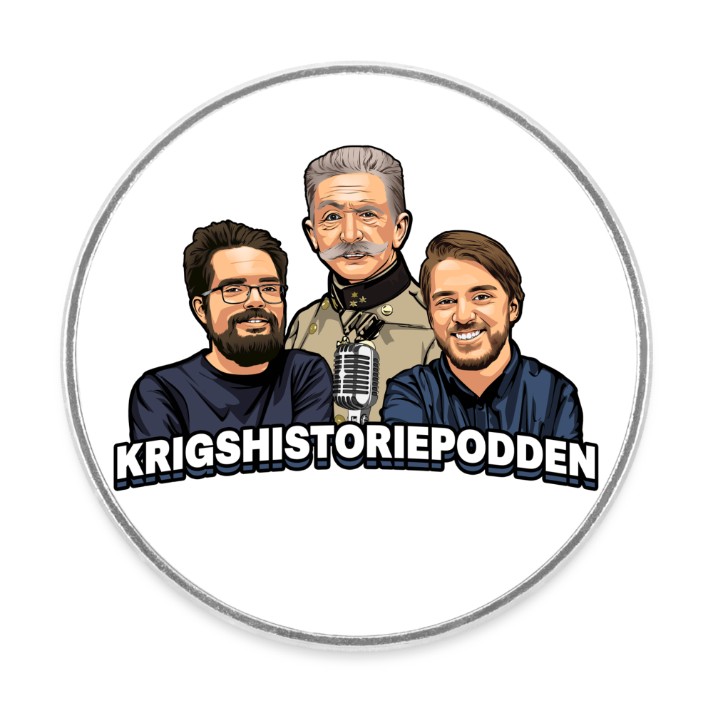 Krigshistoriepodden (rund kylskåpsmagnet-edition) - vit