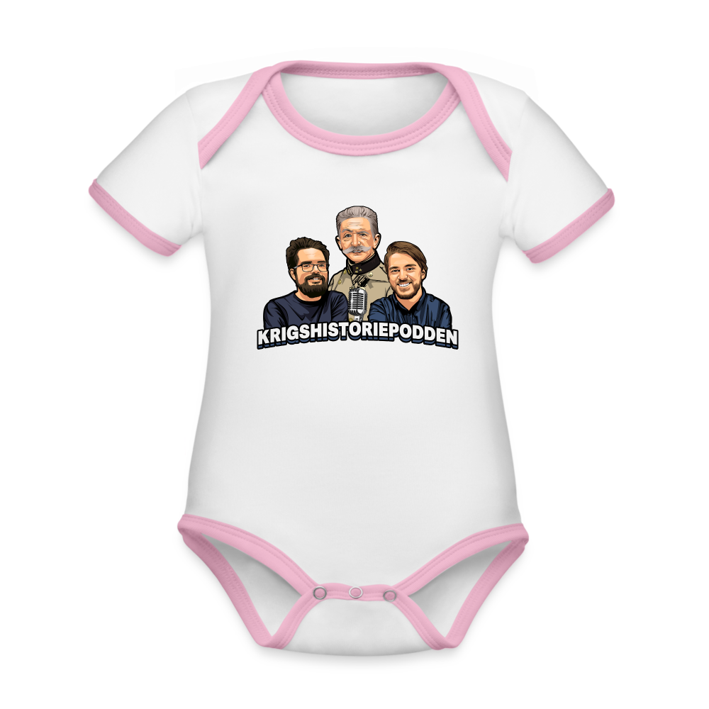Krigshistoriepodden (ekologisk kortärmad babybody-edition) - vit/rosa