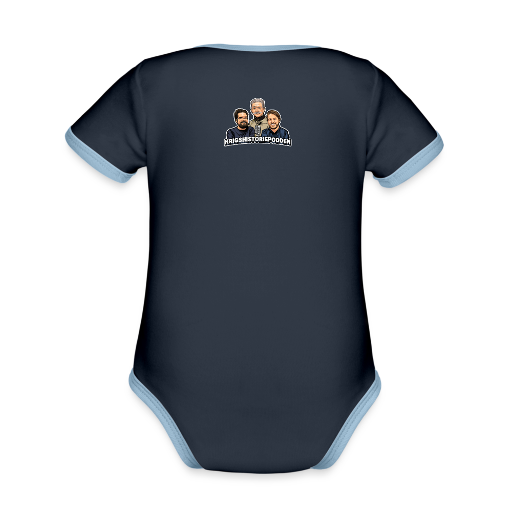 Krigshistoriepodden (ekologisk kortärmad babybody-edition) - marinblå/himmelsblå