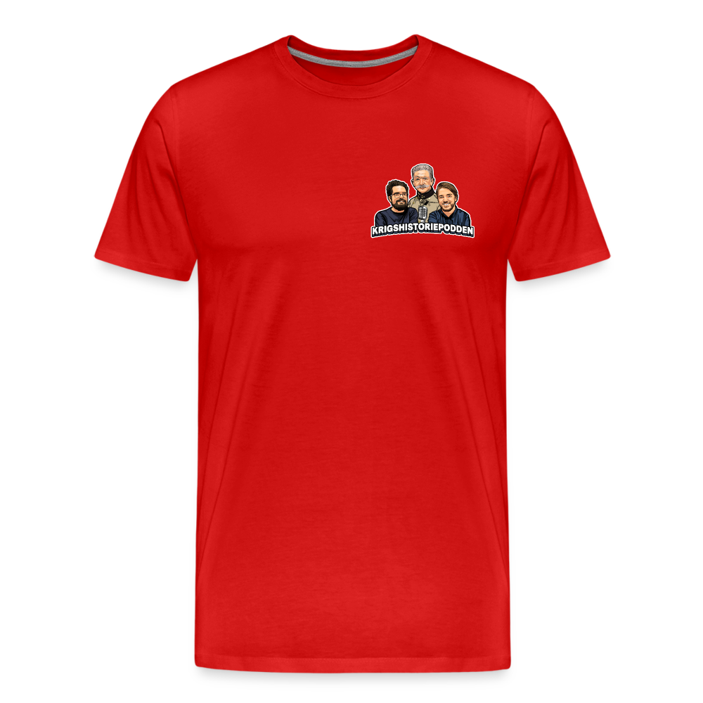 Medeltung Bandmatad Kulspruta (ekologisk premium-T-shirt herr-edition) - röd
