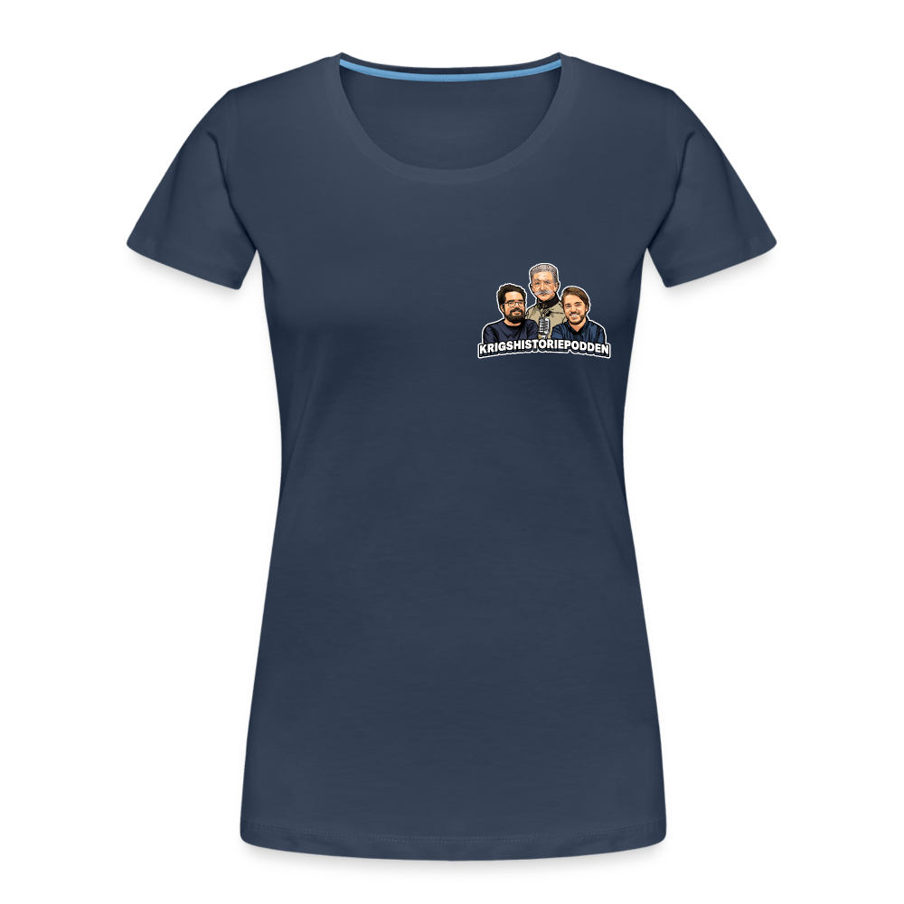 Medeltung Bandmatad Kulspruta (ekologisk premium-T-shirt dam-edition) - marinblå