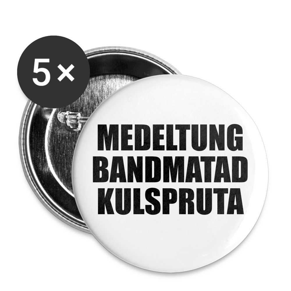 Medeltung Bandmatad Kulspruta (knappnålsedition, 32 mm, 5-pack) - vit