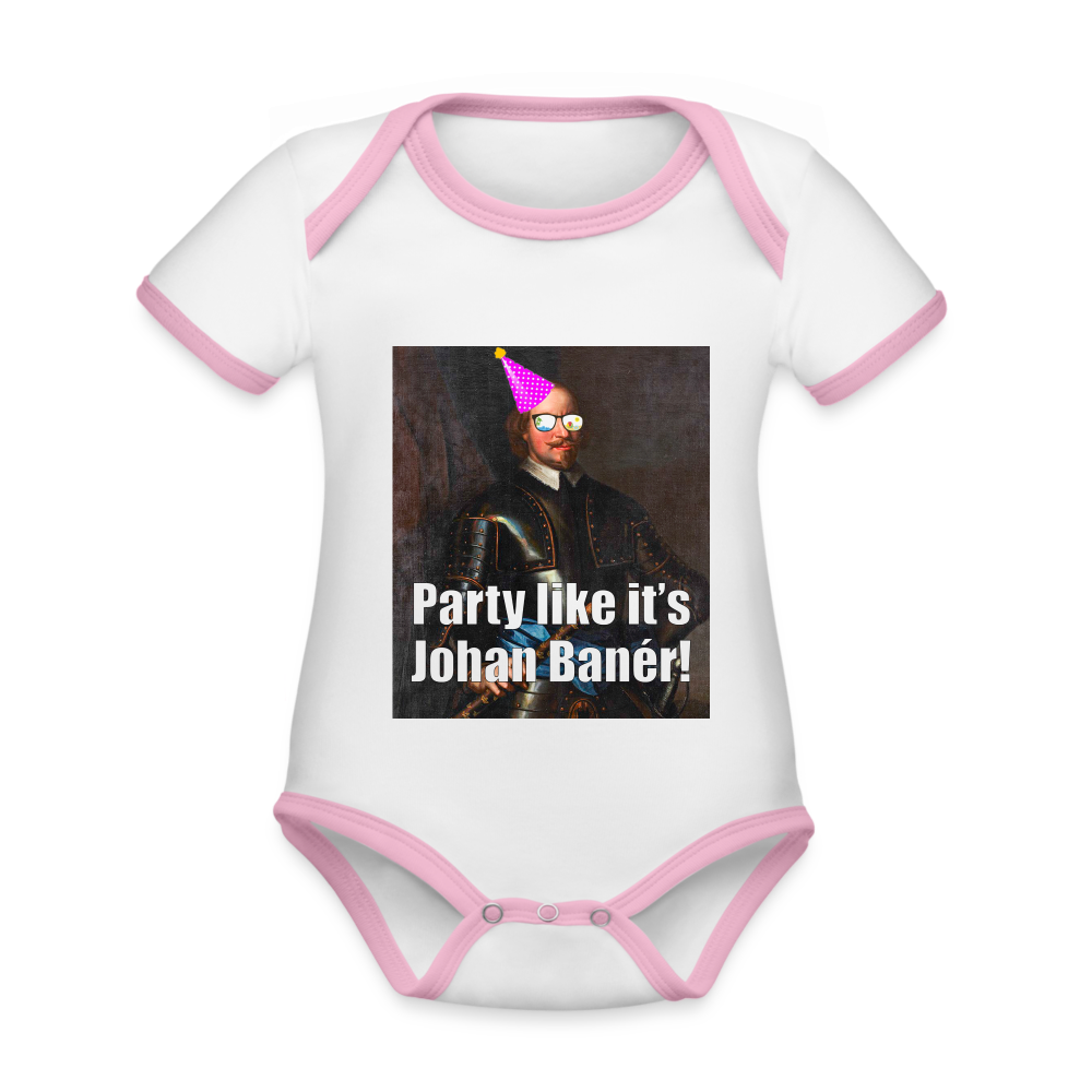 Party like it's Johan Banér! (ekologisk kortärmad babybody-edition) - vit/rosa