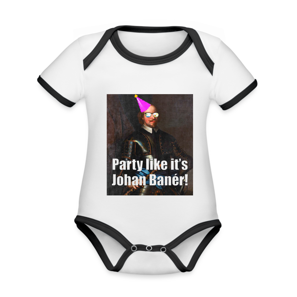 Party like it's Johan Banér! (ekologisk kortärmad babybody-edition) - vit/svart