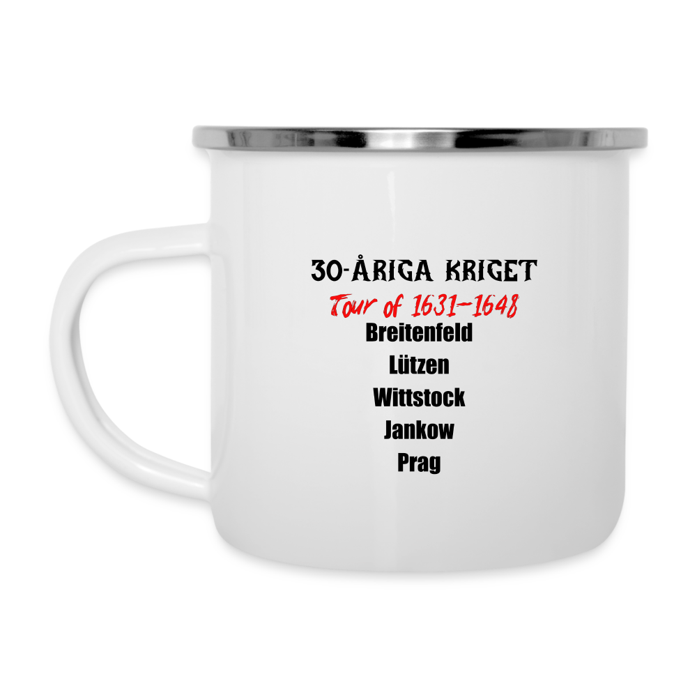 30-åriga kriget on tour (emaljmugg-edition) - vit