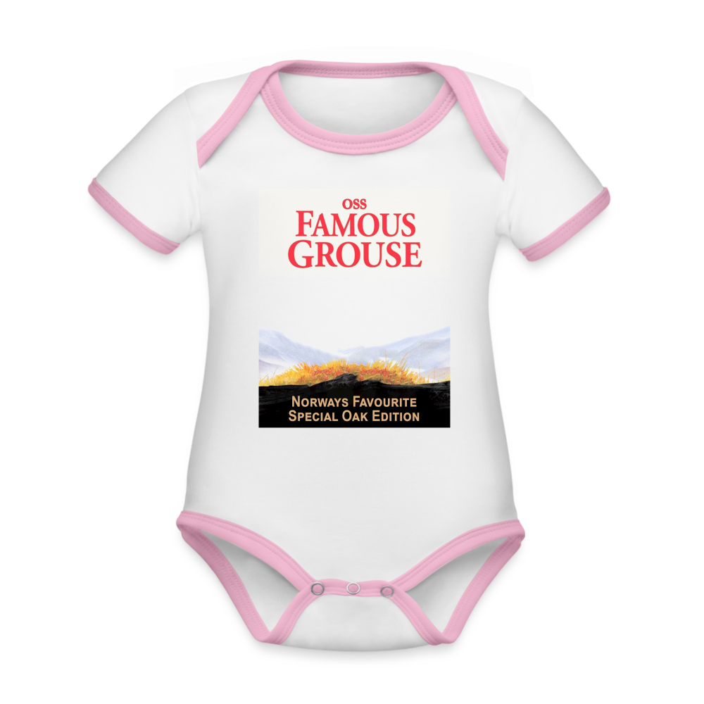 Famous Grouse (ekologisk kortärmad babybody-edition) - vit/rosa