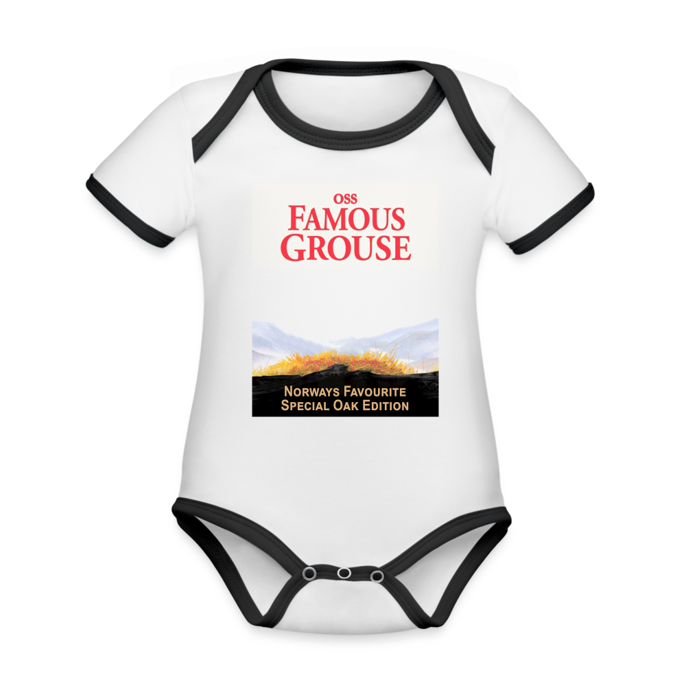 Famous Grouse (ekologisk kortärmad babybody-edition) - vit/svart