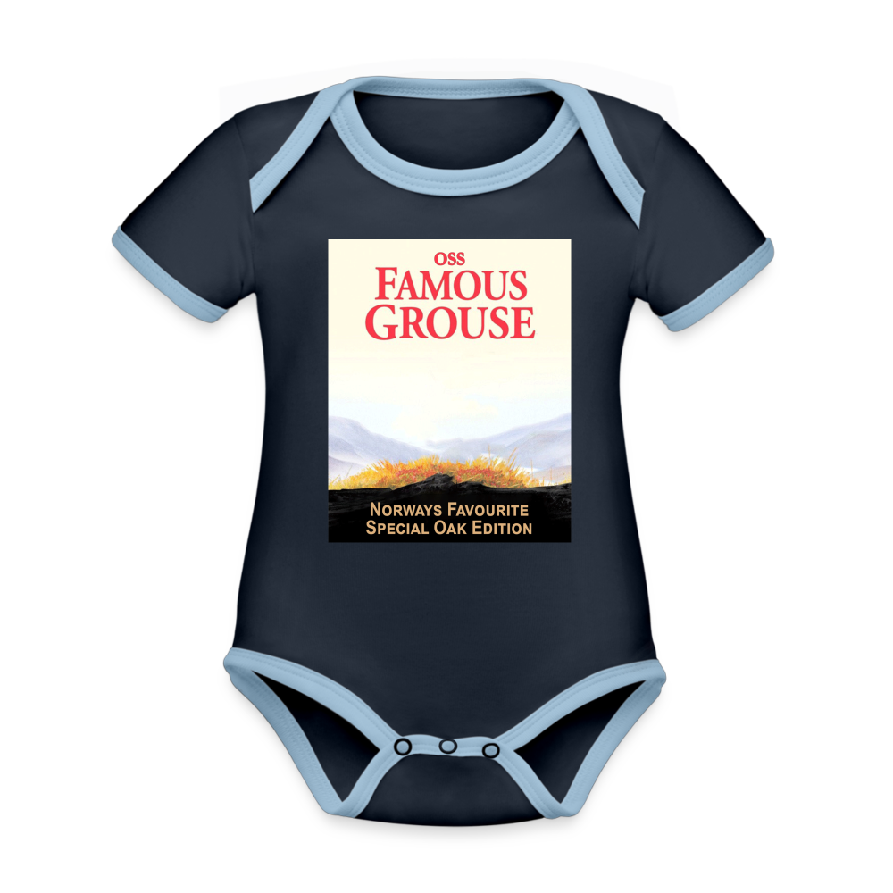 Famous Grouse (ekologisk kortärmad babybody-edition) - marinblå/himmelsblå