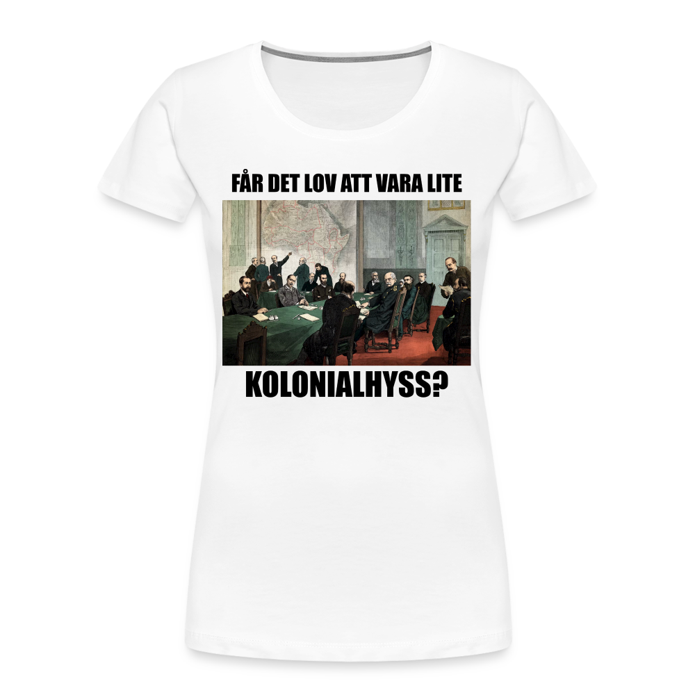 Får det lov att vara lite kolonialhyss? (ekologisk premium-T-shirt herr-edition) - vit