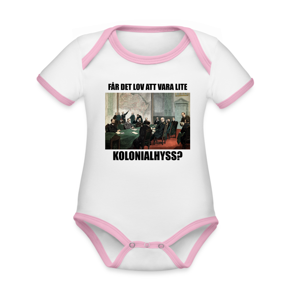 Får det lov att vara lite kolonialhyss? (ekologisk kortärmad babybody-edition) - vit/rosa