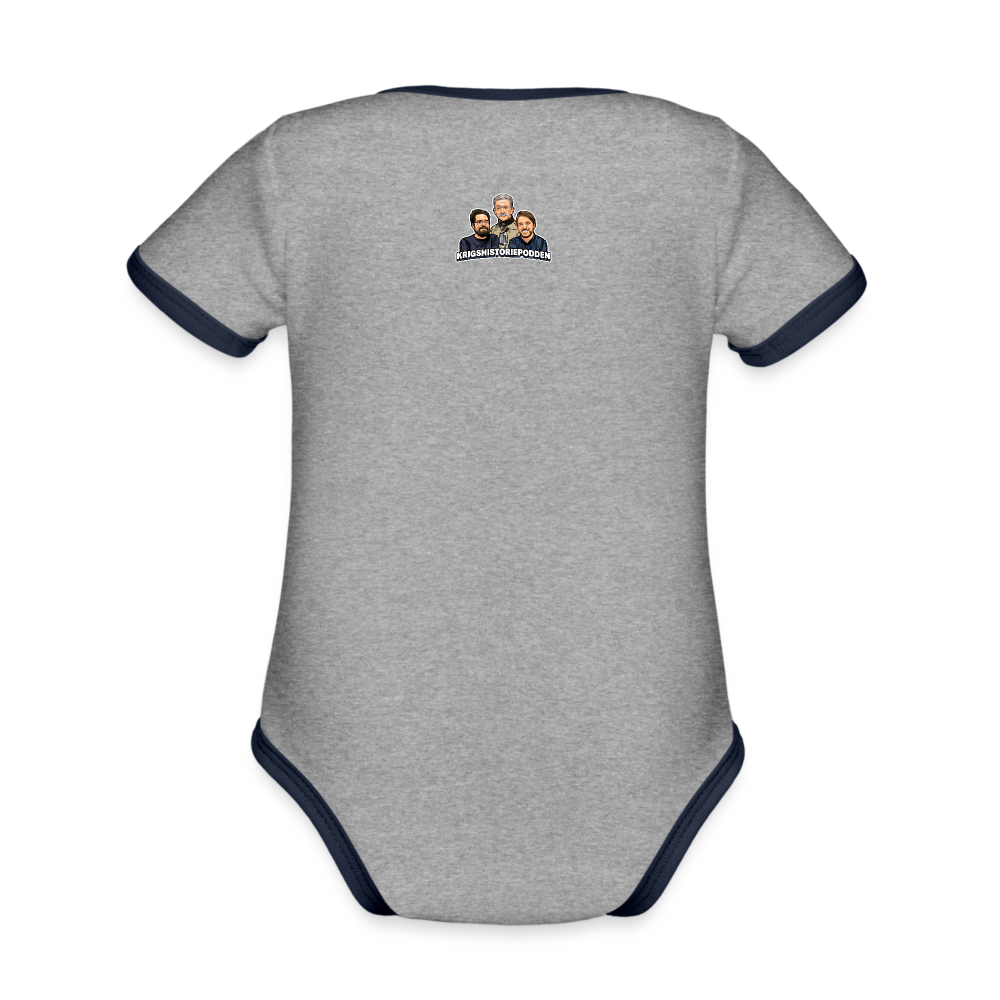 Får det lov att vara lite kolonialhyss? (ekologisk kortärmad babybody-edition) - gråmelerad/marinblå