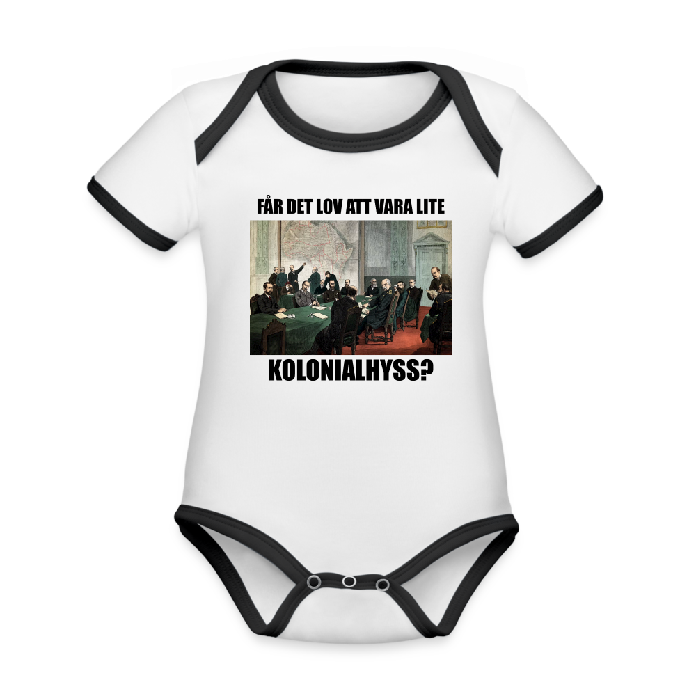 Får det lov att vara lite kolonialhyss? (ekologisk kortärmad babybody-edition) - vit/svart