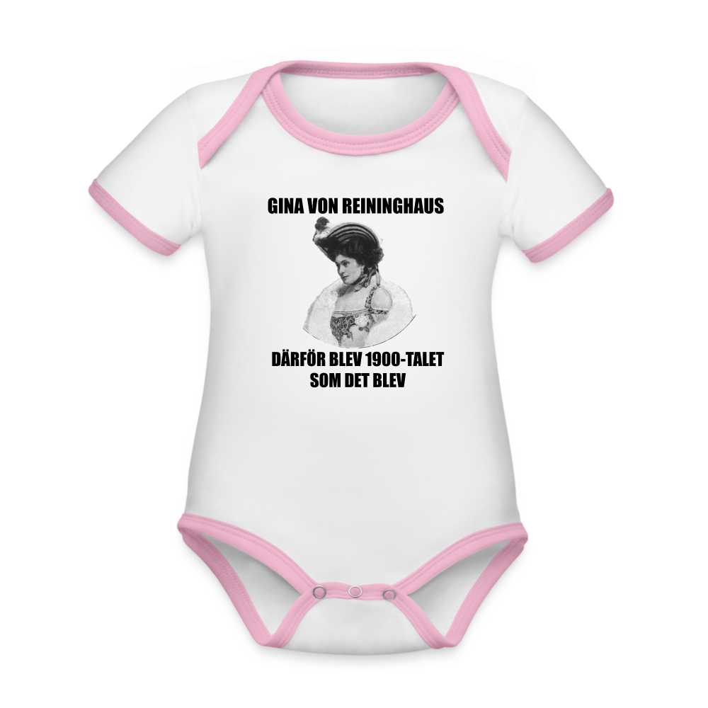 Gina von Reininghaus (ekologisk kortärmad babybody-edition) - vit/rosa