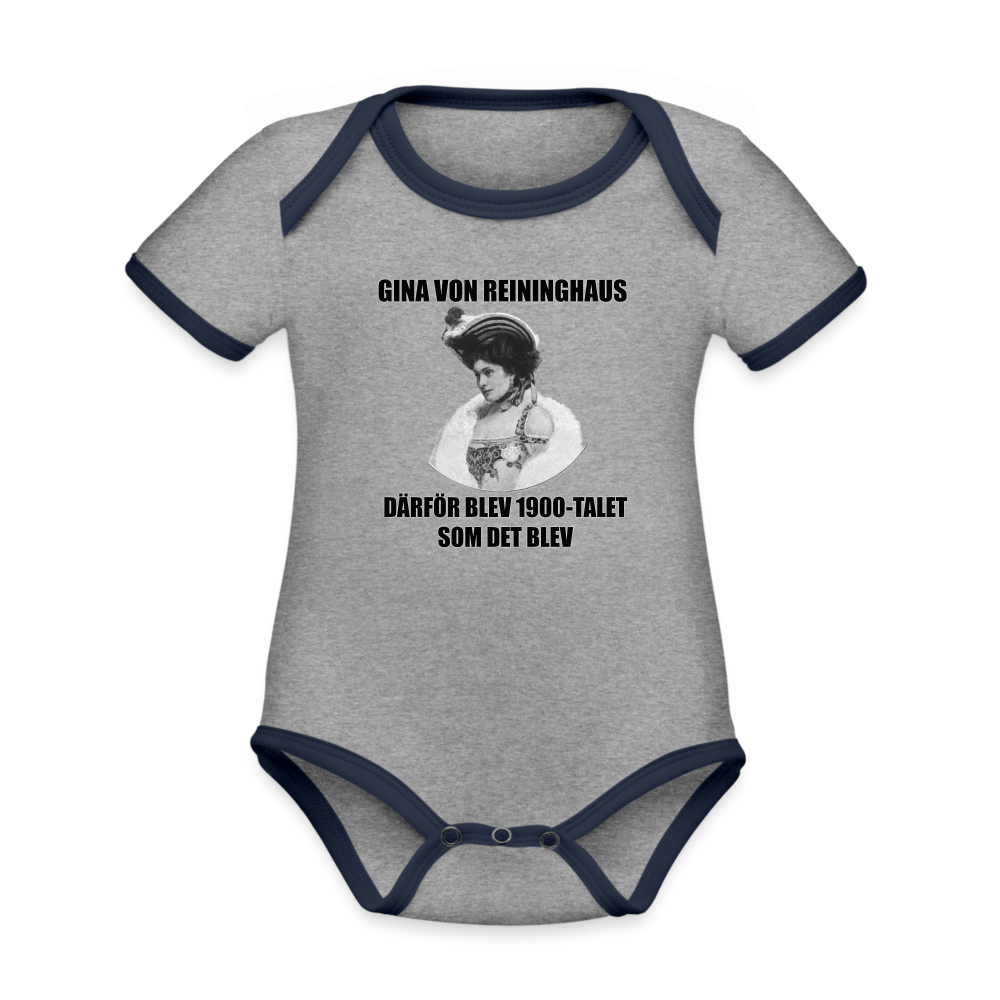 Gina von Reininghaus (ekologisk kortärmad babybody-edition) - gråmelerad/marinblå