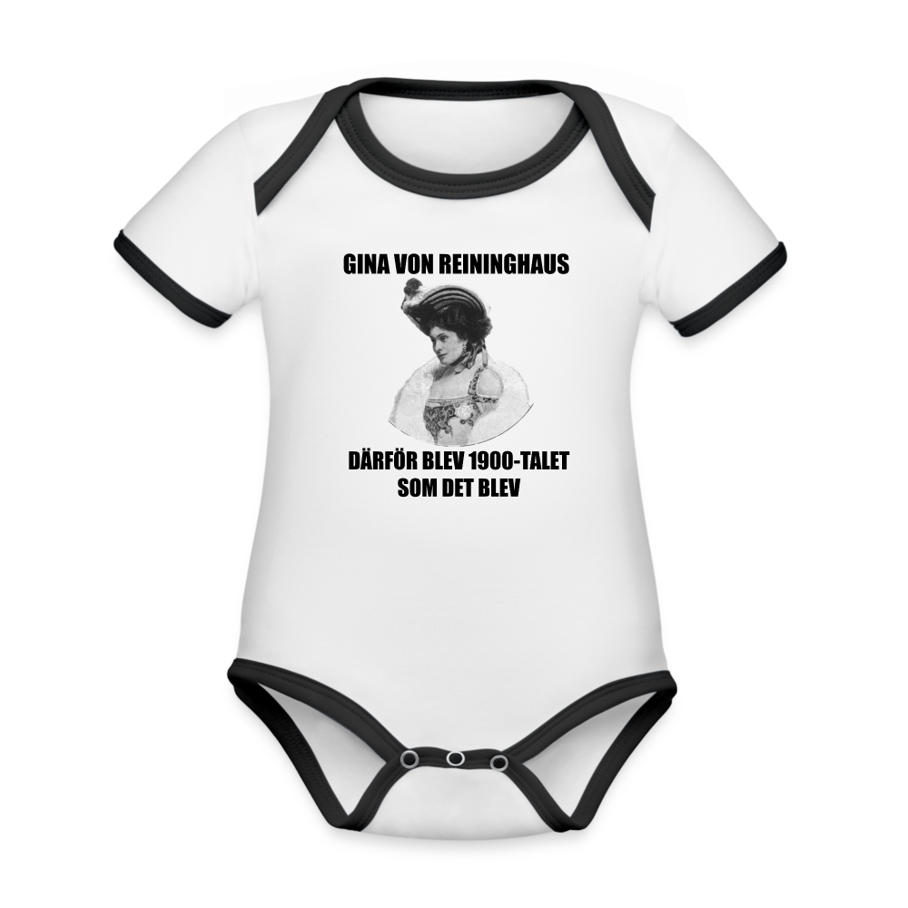 Gina von Reininghaus (ekologisk kortärmad babybody-edition) - vit/svart