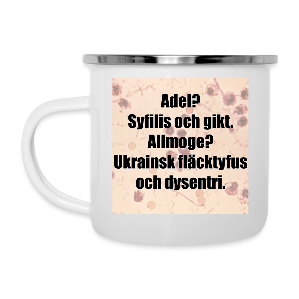 Adel? Syfilis och gikt. Allmoge? Ukrainsk fläcktyfus och dysenteri. (emaljmugg-edition) - vit