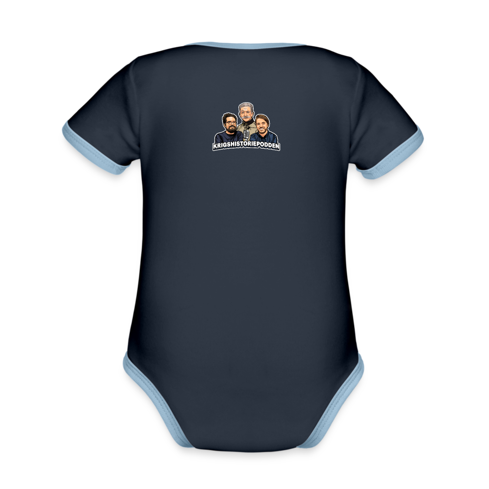 Adel? Syfilis och gikt. Allmoge? Ukrainsk fläcktyfus och dysenteri. (ekologisk kortärmad babybody-edition) - marinblå/himmelsblå