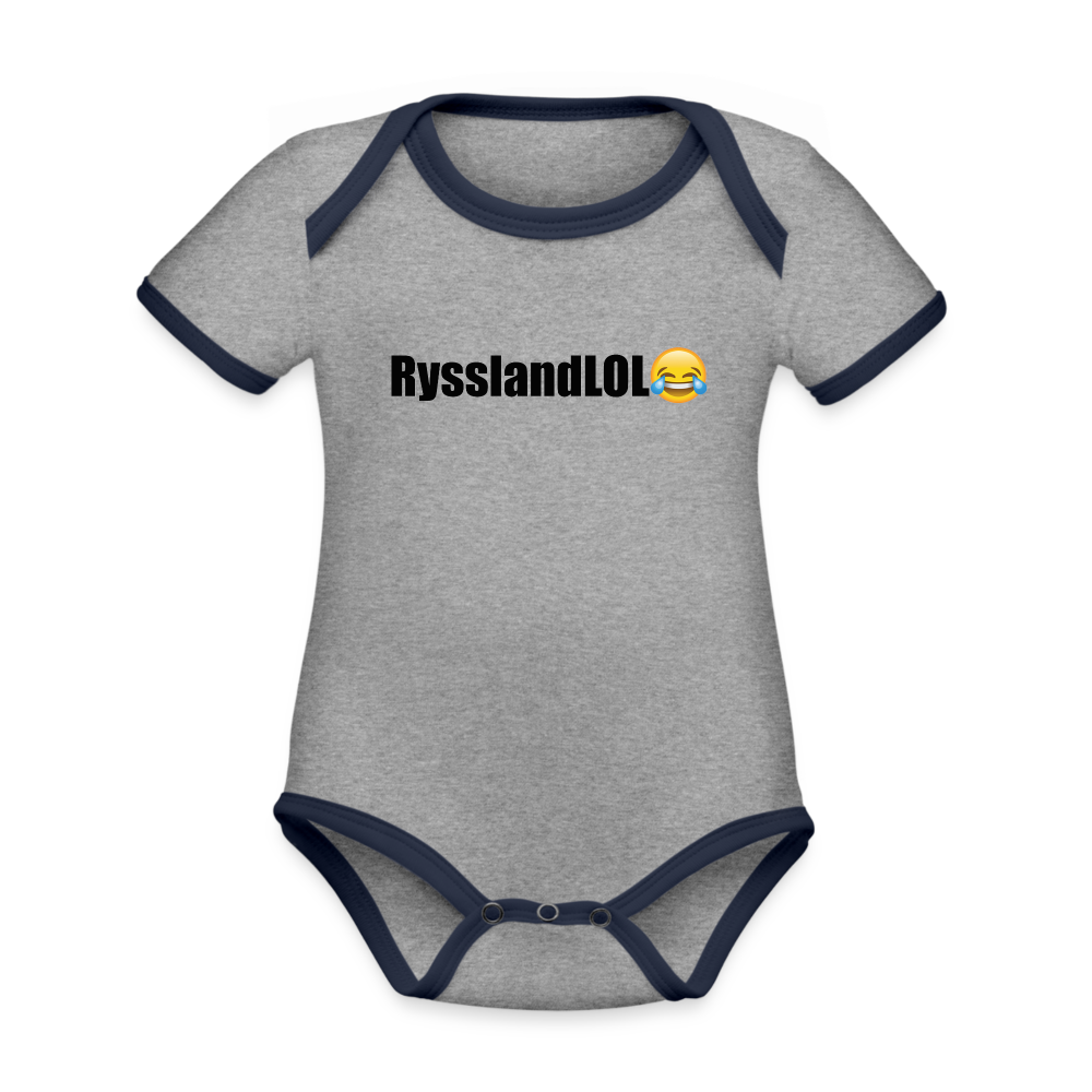 RysslandLOL (ekologisk kortärmad babybody-edition) - gråmelerad/marinblå