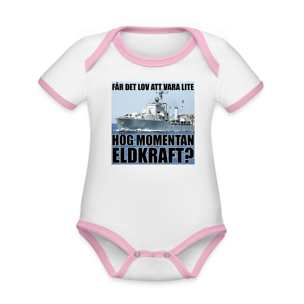 Får det lov att vara lite hög momentan eldkraft? – Halland (ekologisk kortärmad babybody-edition) - vit/rosa
