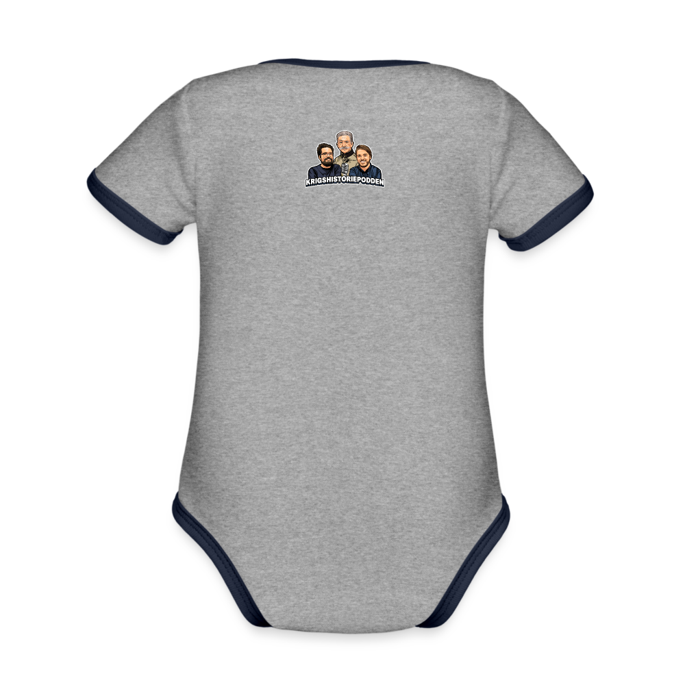 Får det lov att vara lite hög momentan eldkraft? – Halland (ekologisk kortärmad babybody-edition) - gråmelerad/marinblå