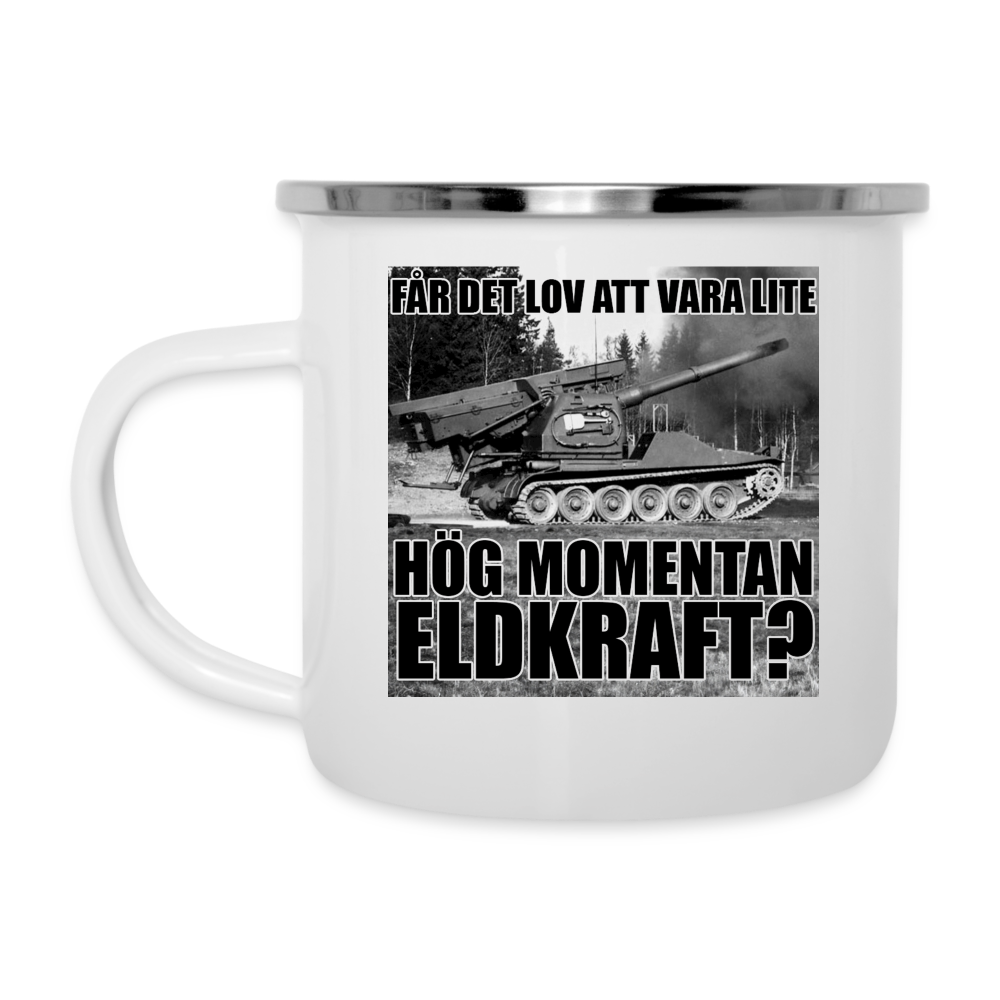 Får det lov att vara lite hög momentan eldkraft? – Bkan (emaljmugg-edition) - vit