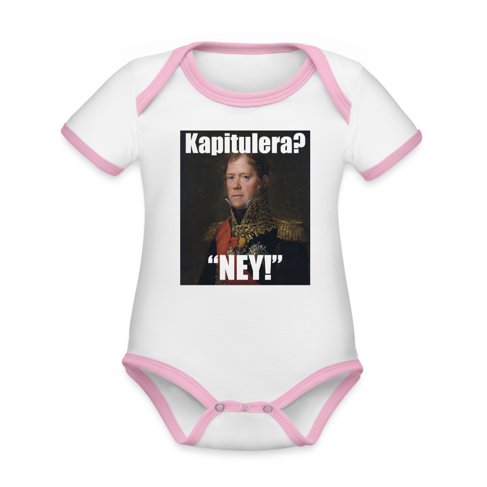 Kapitulera? Ney! (ekologisk kortärmad babybody-edition) - vit/rosa