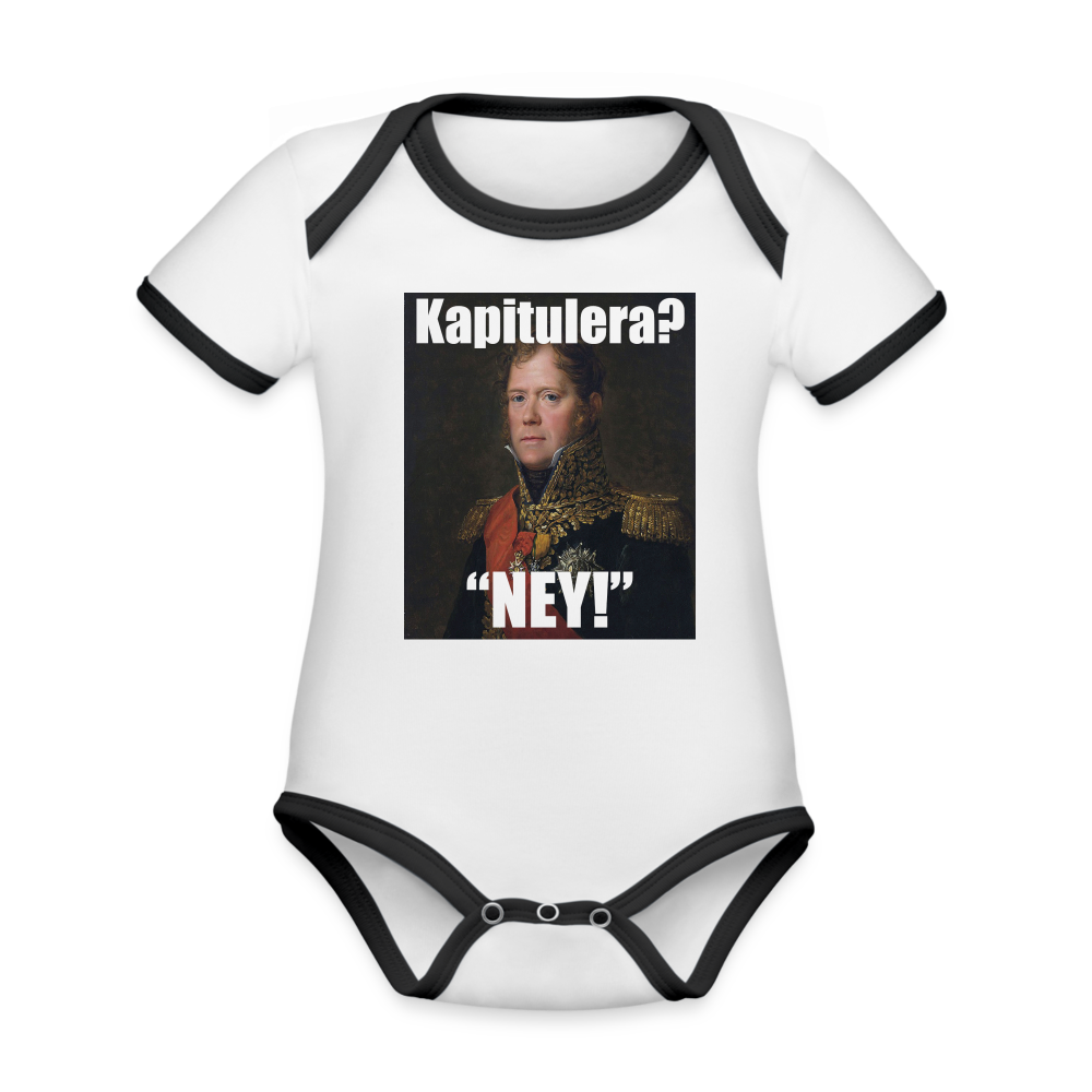 Kapitulera? Ney! (ekologisk kortärmad babybody-edition) - vit/svart