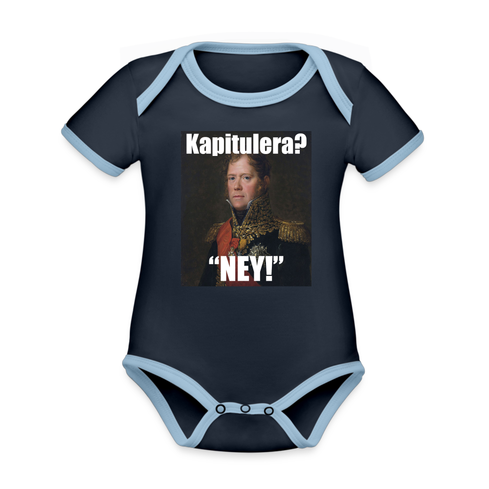 Kapitulera? Ney! (ekologisk kortärmad babybody-edition) - marinblå/himmelsblå