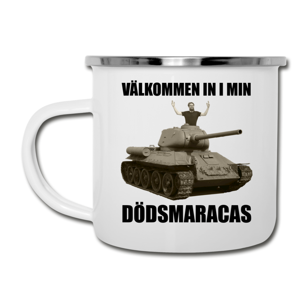Välkommen in i min dödsmaracas! (emaljmugg-edition) - vit