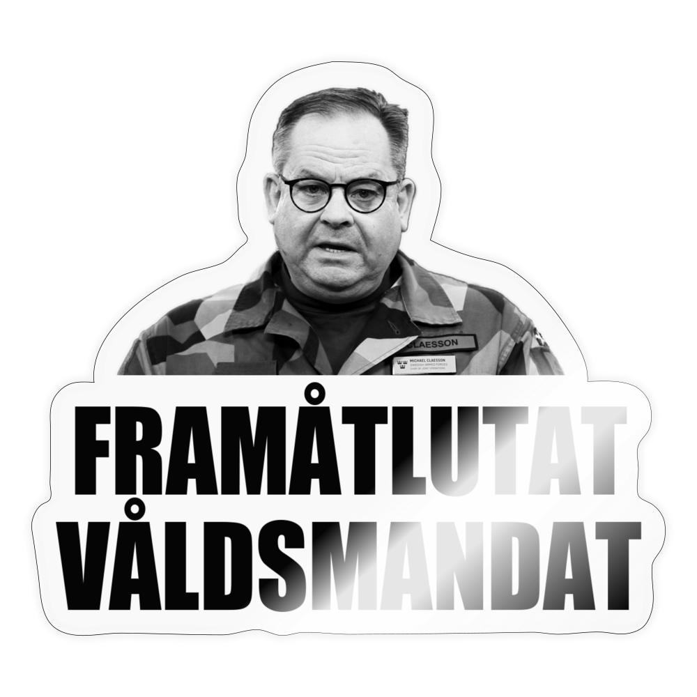 Framåtlutat våldsmandat (sticker) - transparent glossy