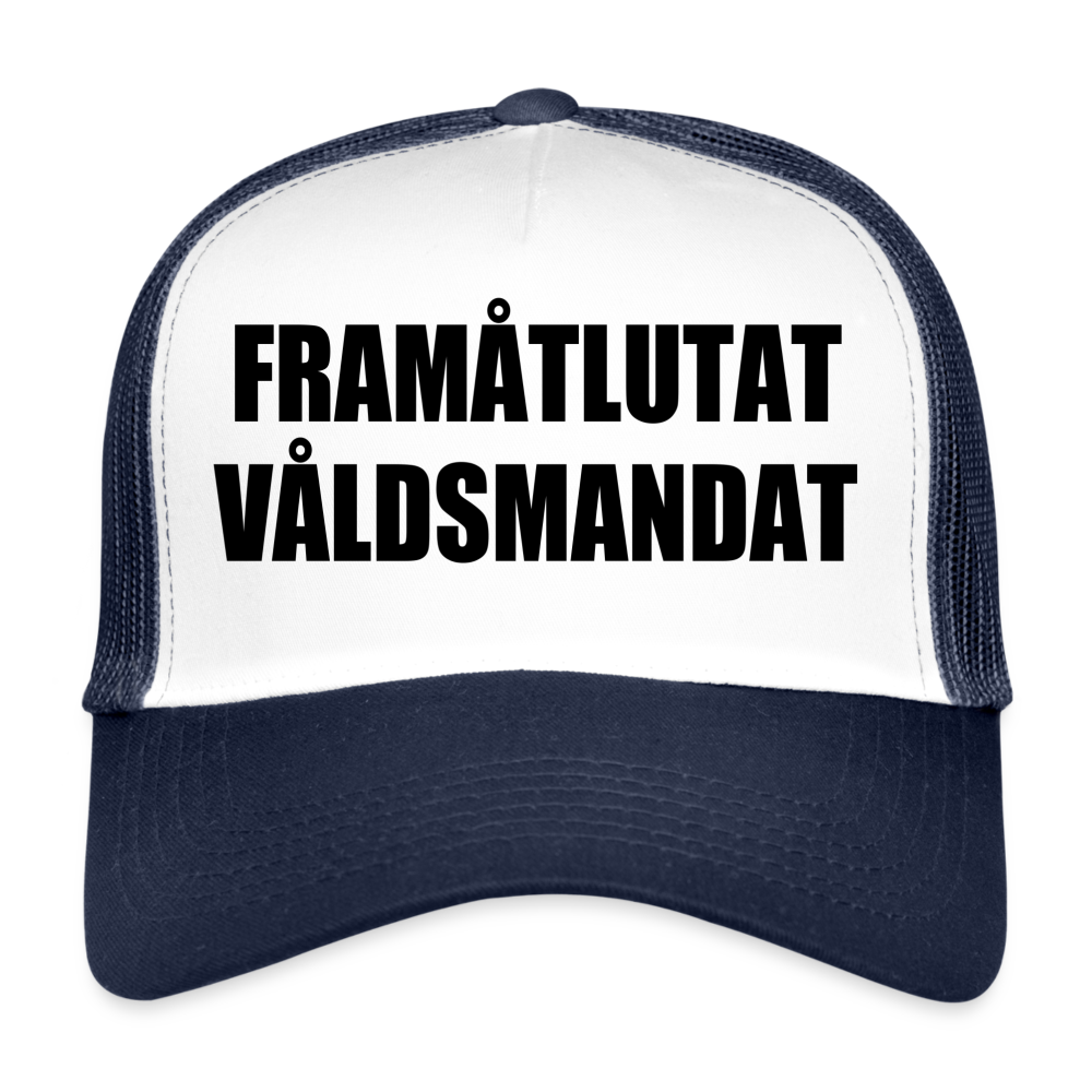 Framåtlutat våldsmandat (truckerkeps-edition) - white/navy