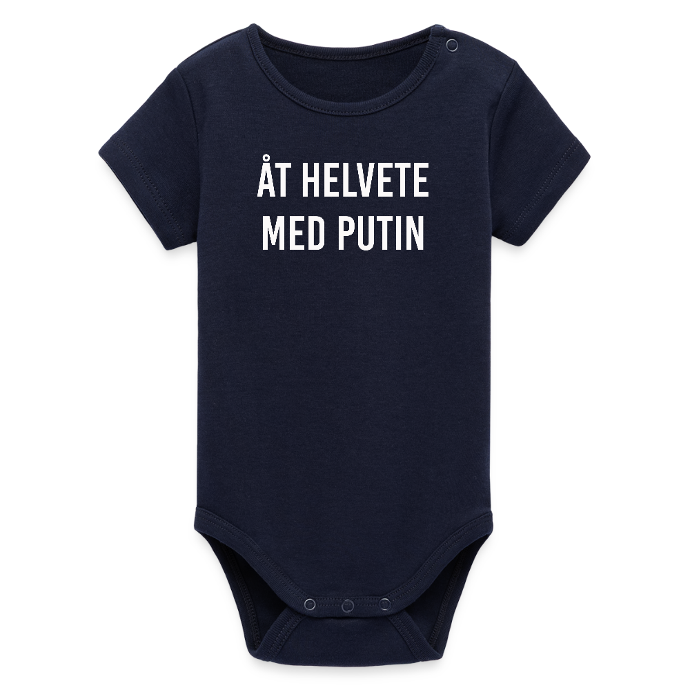 Åt helvete med Putin  (ekologisk kortärmad babybody-edition) - marinblått