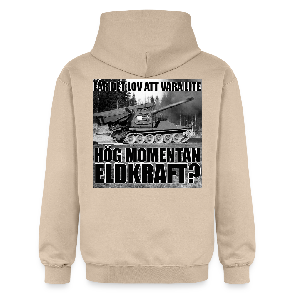 Får det lov att vara lite hög momentan eldkraft? – Bkan (luvtröja unisex-edition) - sand