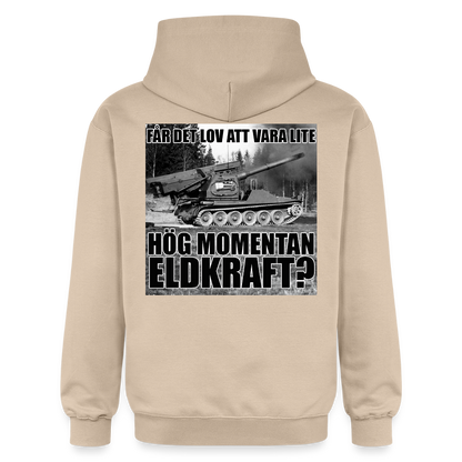 Får det lov att vara lite hög momentan eldkraft? – Bkan (luvtröja unisex-edition) - sand