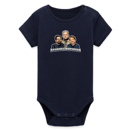 Krigshistoriepodden (ekologisk kortärmad babybody-edition) - marinblått
