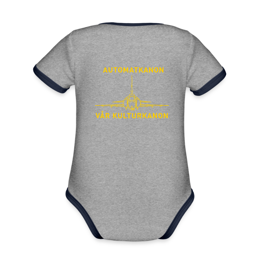 Automatkanon, vår kulturkanon (ekologisk kortärmad babybody-edition) - gråmelerad/marinblå