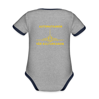 Automatkanon, vår kulturkanon (ekologisk kortärmad babybody-edition) - gråmelerad/marinblå