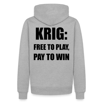 Krig: free to play, pay to win (premiumluvtröja herr-edition) - gråmelerad