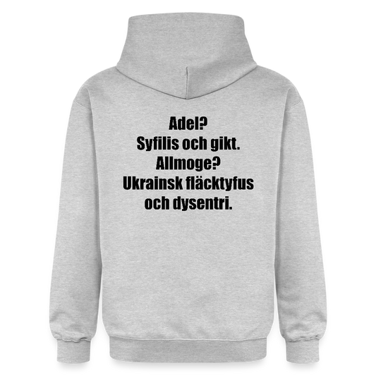 Adel? Syfilis och gikt. Allmoge? Ukrainsk fläcktyfus och dysenteri. (luvtröja unisex-edition) - ljusgråmelerad