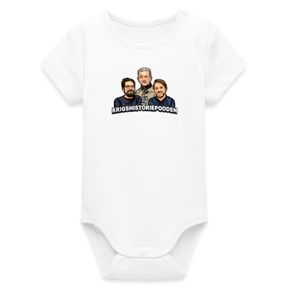 Krigshistoriepodden (ekologisk kortärmad babybody-edition) - vit