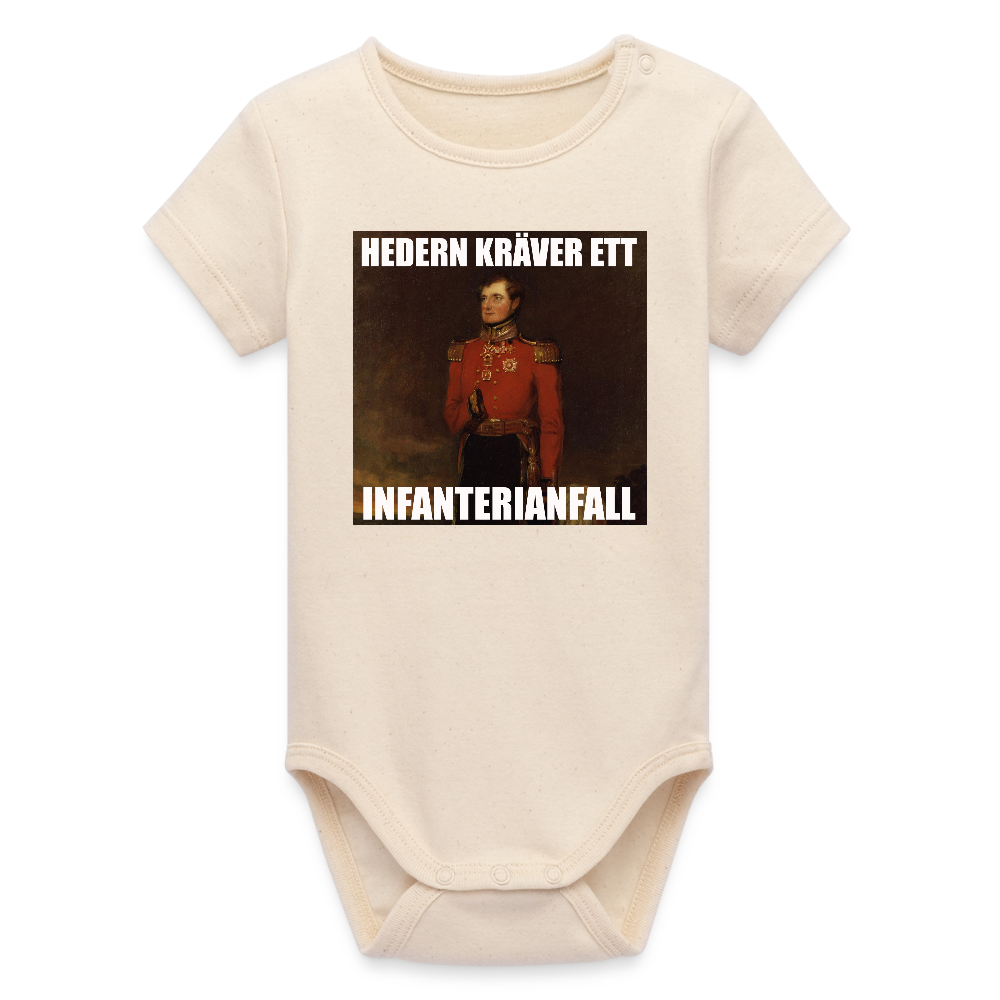 Hedern kräver ett infanterianfall (ekologisk kortärmad babybody-edition) - vitgrå